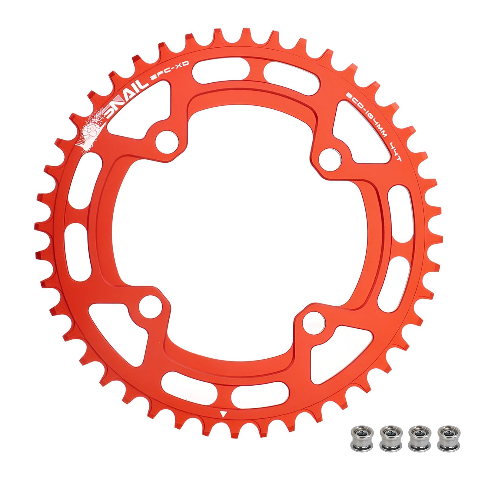 BESNIN Bike Chainring 104 BCD 30T 32T 34T 36T 38T 40T 42T 44T 46T 48T 50T 52T Round Narrow Wide Single Chain Ring for 7 8 9 10 11 12 Speed MTB BMX Road Bike (Red, 44T)