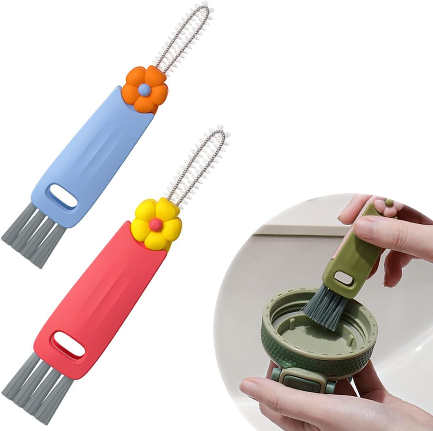 3 in 1 Cup Lid Cleaning Brush, Multifunctional Crevice Portable Cup Lid Cleaning