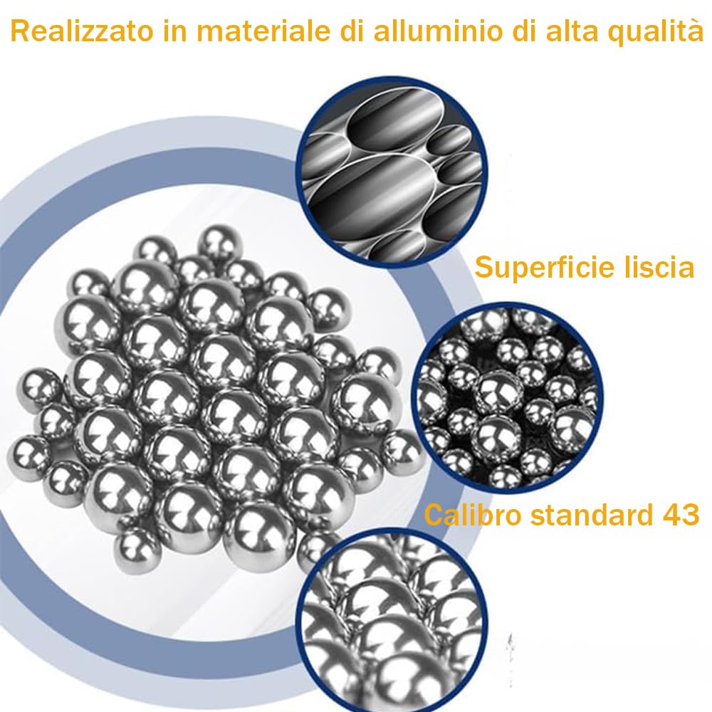50 Pezzi .43 cal Paintball in Alluminio Massiccio calibro 0,43, 1,8 Grammi, Palline per Autodifesa per PPQ, TPM1, TPM2, T4E, HK 416D, Gen5, RAM