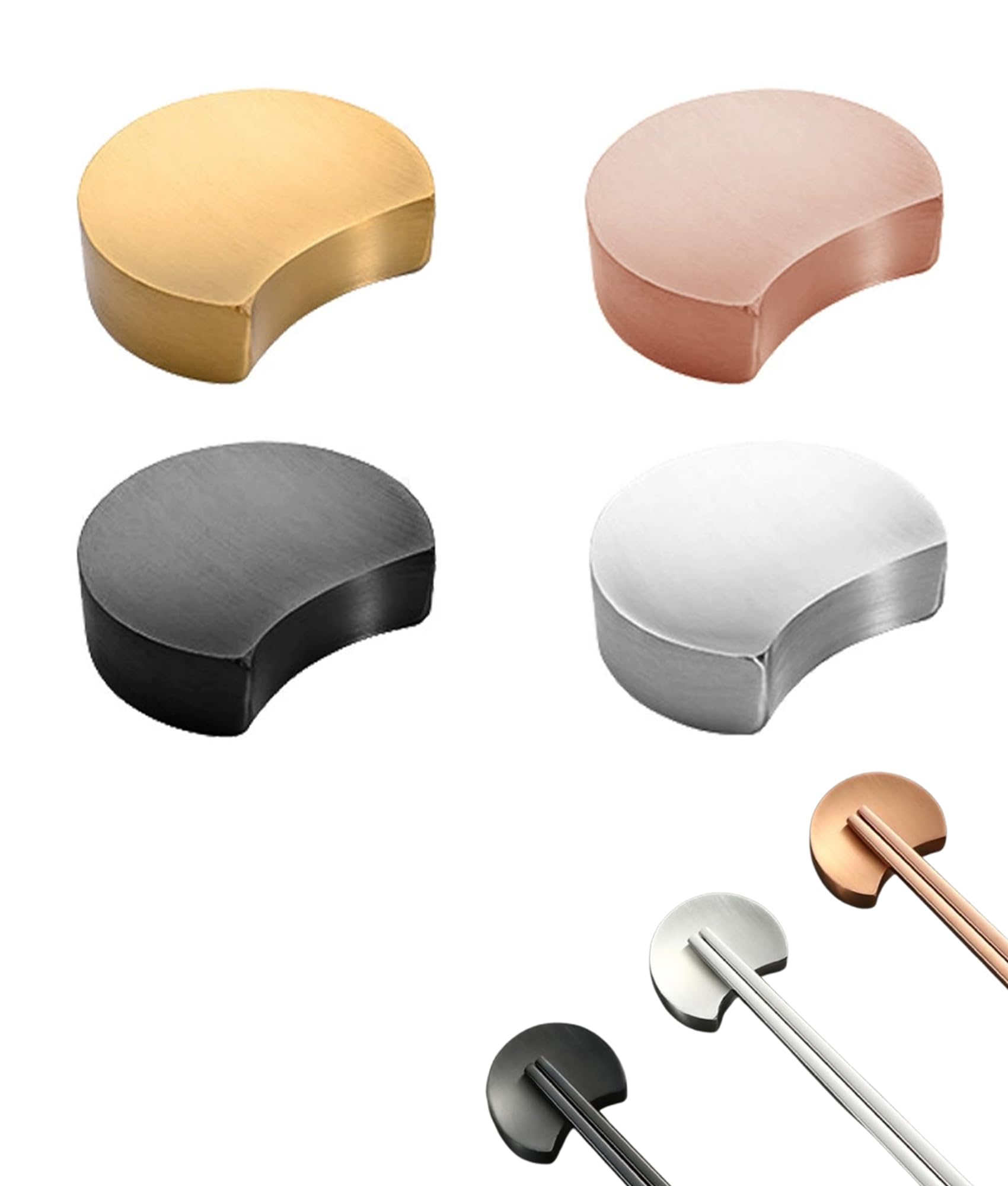 Moon-Shaped Stainless Steel Chopstick Rest Set