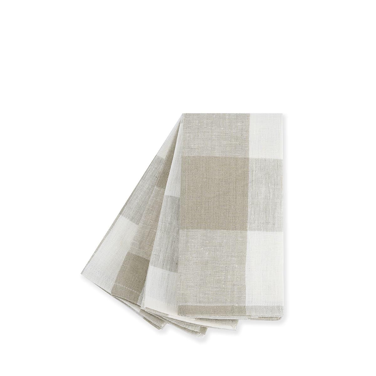 Sophie Allport White Warm Stone Gingham Linen Napkins (Set Of 4)