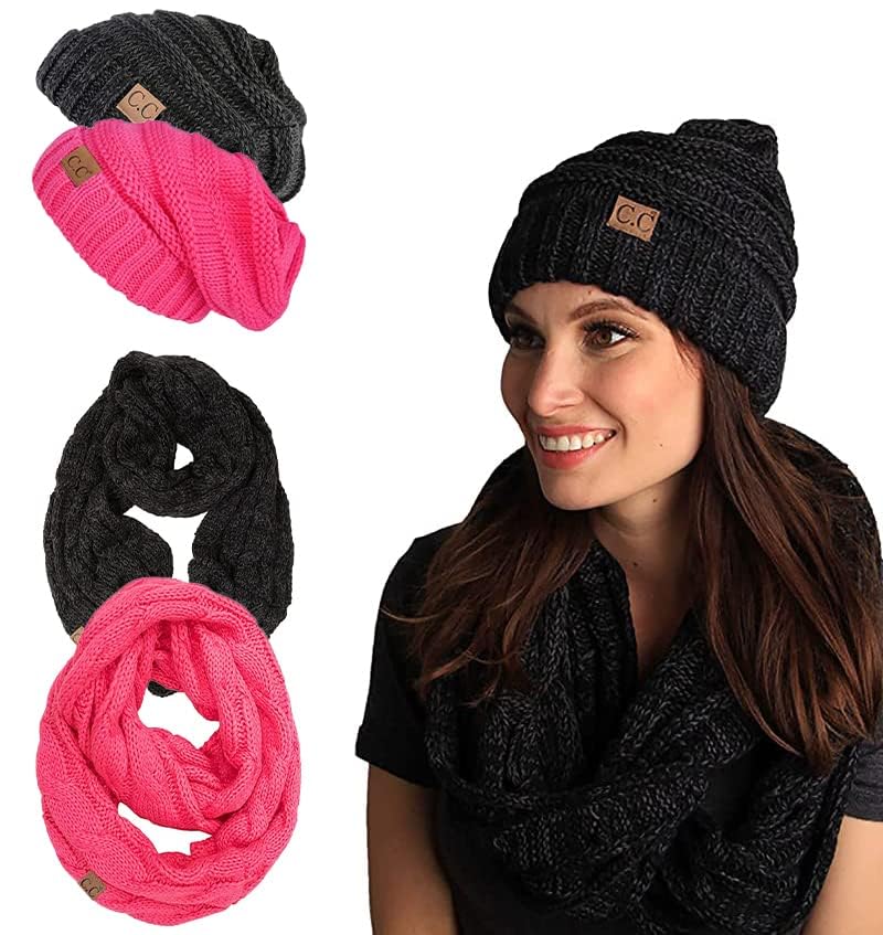Funky Junque Premium Slouchy Beanie & Infinity Scarf Set - Mothers Day Gift - Warm Winter Bundle2
