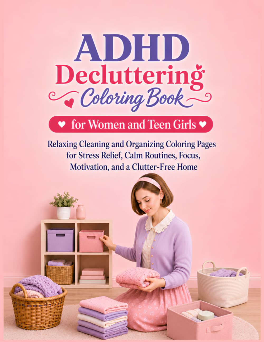 ADHD Decluttering Coloring Book for Women and Teen Girls: Relaxing Cleaning and Organizing Coloring Pages for Stress Relief, Calm Routines, Focus, Motivation, and a Clutter-Free Home