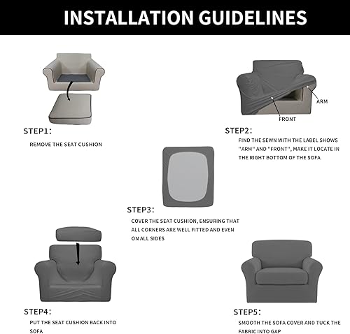Miniatura 6 de Easy-Going - Funda elástica de microfibra de 2 piezas para sillón individual, funda suave de elastano, lavable, parte inferior elástica, protector