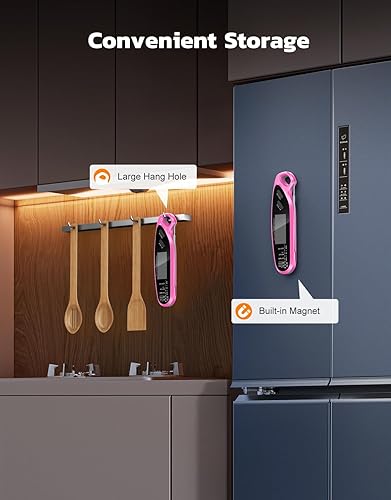 Miniatura 8 de Termómetro digital de lectura instantánea para carne para cocinar y asar con doble sonda, pantalla retroiluminada grande y calibración automática,