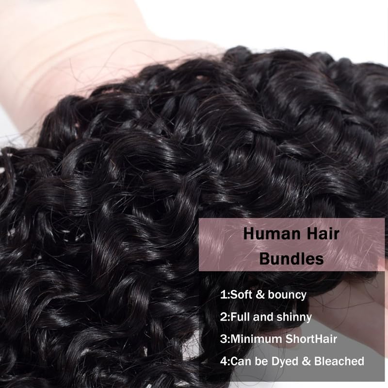 Jerry Curly Bundles Human Hair 24 26 28 Inch Human Hair Bundle Brazilian Virgin Hair 3 Bundles for Black Women Weave Extensions Natural Black