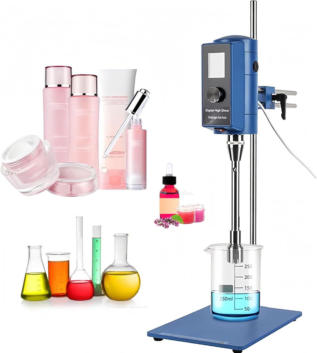 YXFAZPP Laboratory High Speed Dispersing Homogenizer, Adjustable Speed 2000~28000rpm, Digital High Shear Mixer Emulsification Machine Emulsion (28F)