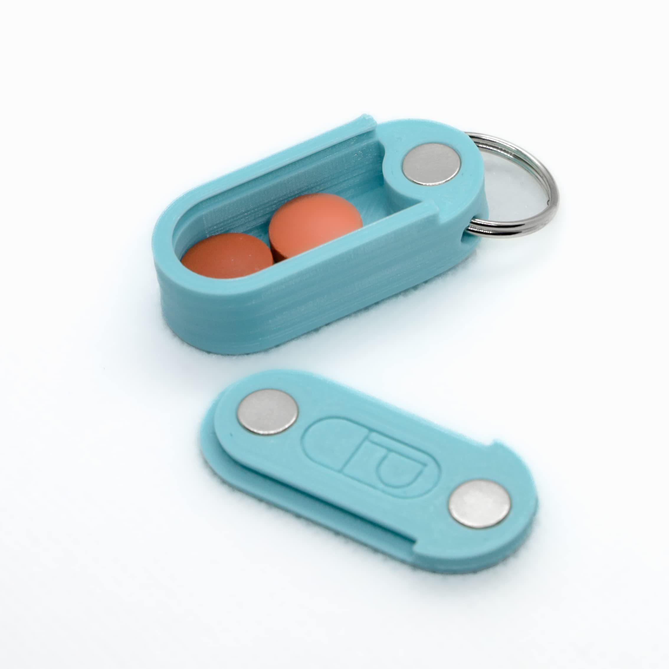 Pill Pod Keychain Pill Holder: Micro-Sized & Lightweight with Magnetic Slide - Handmade for Secure Daily Medication Storage (Oceanspray)