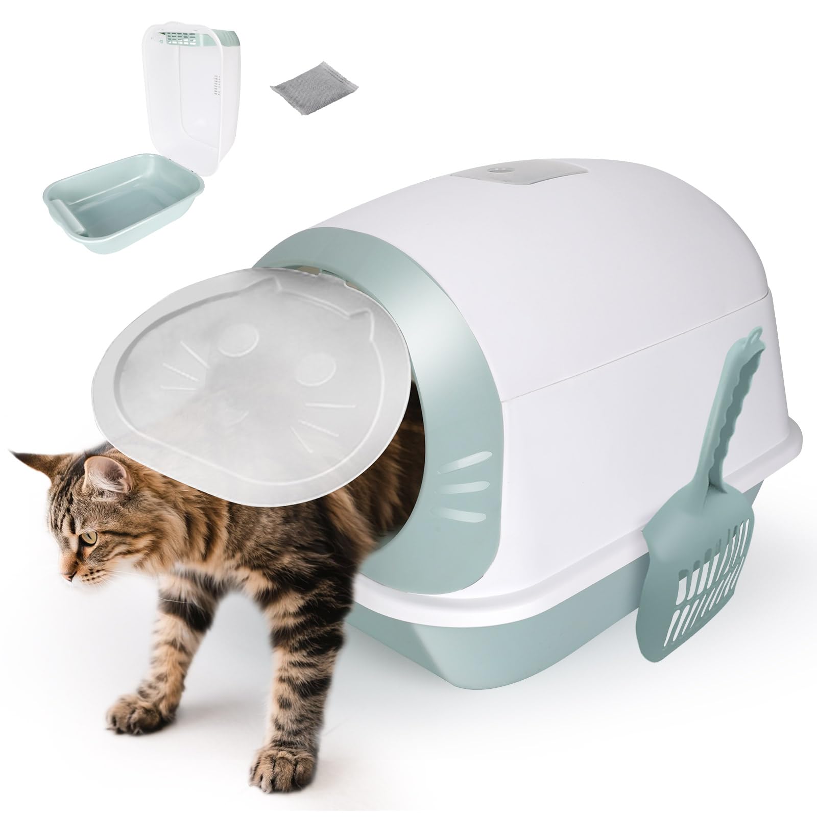 Masthome Geschlossenes Katzenklo (Blau/Weiß)