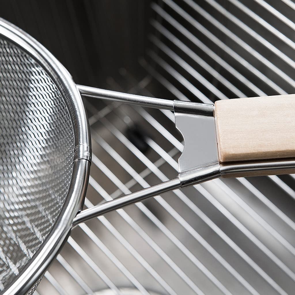 Colador de Pasta, Espumadera de Cocina, colador de Acero Inoxidable, Filtro binaural, Espumadera con Mango de Madera for Herramientas de Cocina y Comedor (Size : 15)