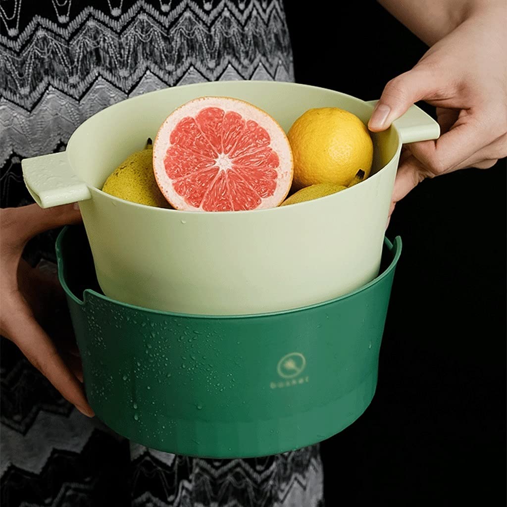 Colador, colador colador, colador colador cesta, fregadero colador colador cesta de drenaje 2 en 1 cesta de drenaje de plástico colador de frutas desmontable de doble capa cesta de filtro de lavado de