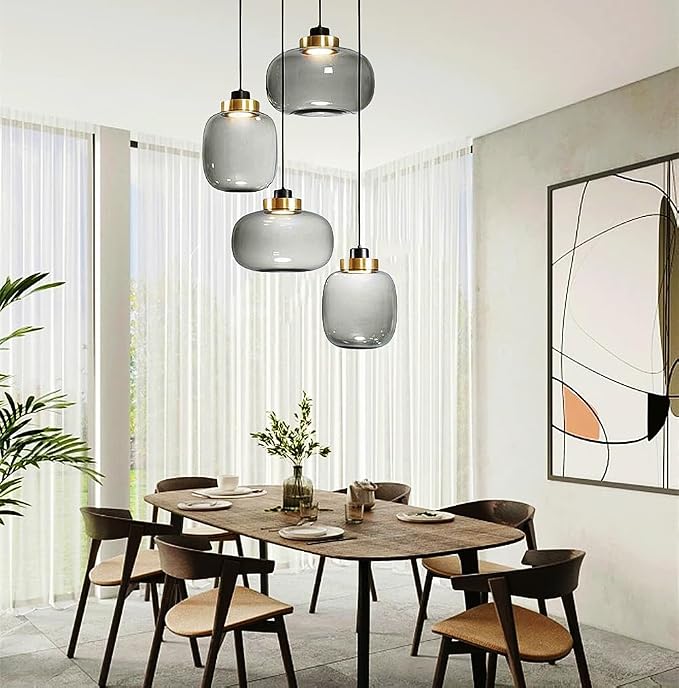 MENCOLULU 4 Lights Smoky Gray Glass Globe Shades Ceiling Lights 11-In Black Indoor Semi-Flush Mount Light With Clear Glass