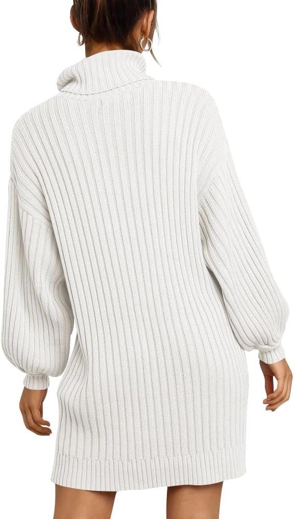ANRABESS Women Oversized Sweater Dress Turtleneck Batwing Long Sleeve Ribbed Knit Loose 2025 Fall Winter Casual Short Dress - Image 4