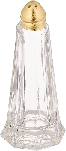 New Star Foodservice 22438 - Salero y pimentero de cristal con tapa chapada en oro, 1 onza, juego de 12