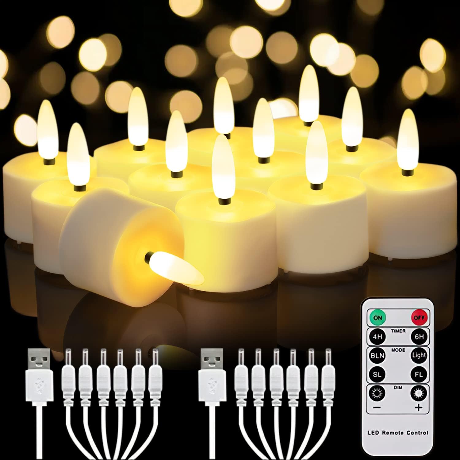 HOME MOST Set of 24 LED Votive Candles with Timer and Remote (Ivory Body with Warm