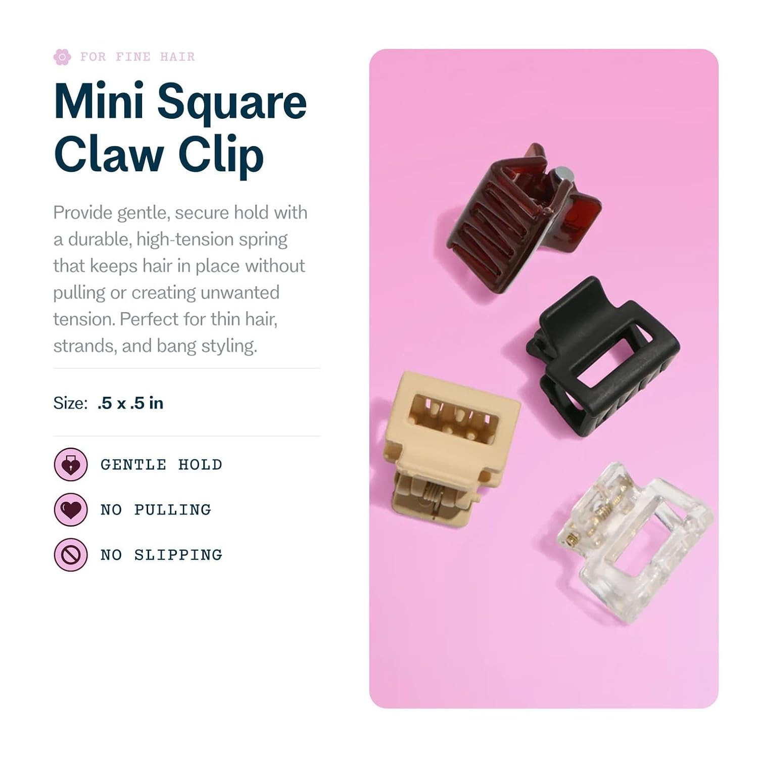 Gimme Beauty Mini Square Claw Clip Set, Small, 12 Pack image 2