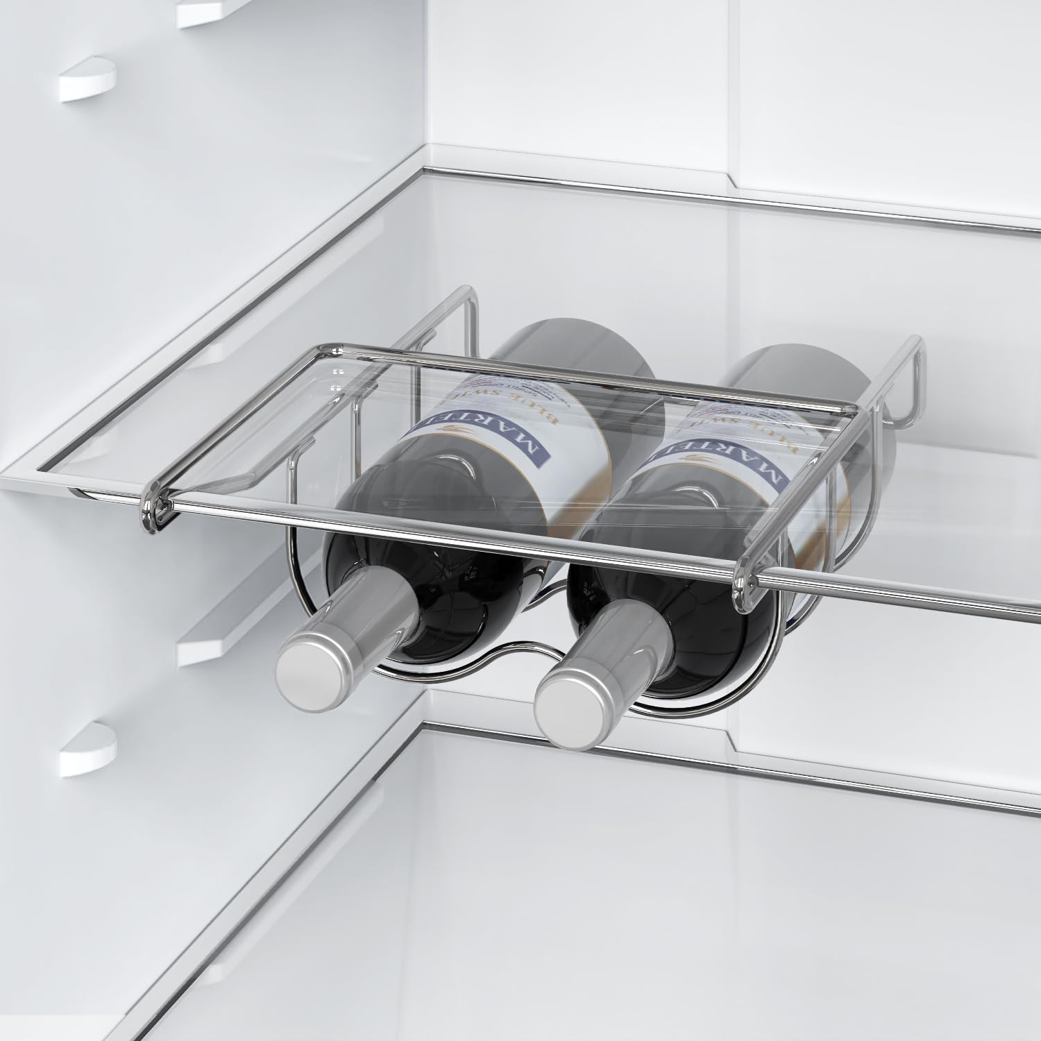 ALANO Wine Rack- Refrigerator Bottle Rack Holds 2 Bottles of Your Favorite Wine or Drink Universal Bottle Holder Will Fit Most Fridges for 10mm Shelves in Stainless Steel 304