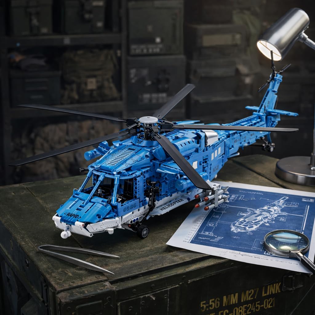Chodia Helicopter Fighter Jet Building Blocks Set, Giant Military Technic Airplane Plane Bricks, 1521 PCS Army Aircraft Toys Kits, Construction Birthday Gifts for Adults Teens Men Boys Age 8-12,14+