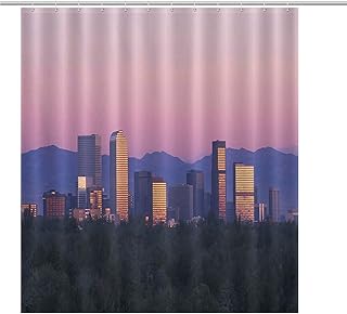 Denver Shower Curtain Denver Skyline at Sunrise Shower Curtain for Bathroom Waterproof Polyester Fabric with 12 Hooks 72x80 Inch