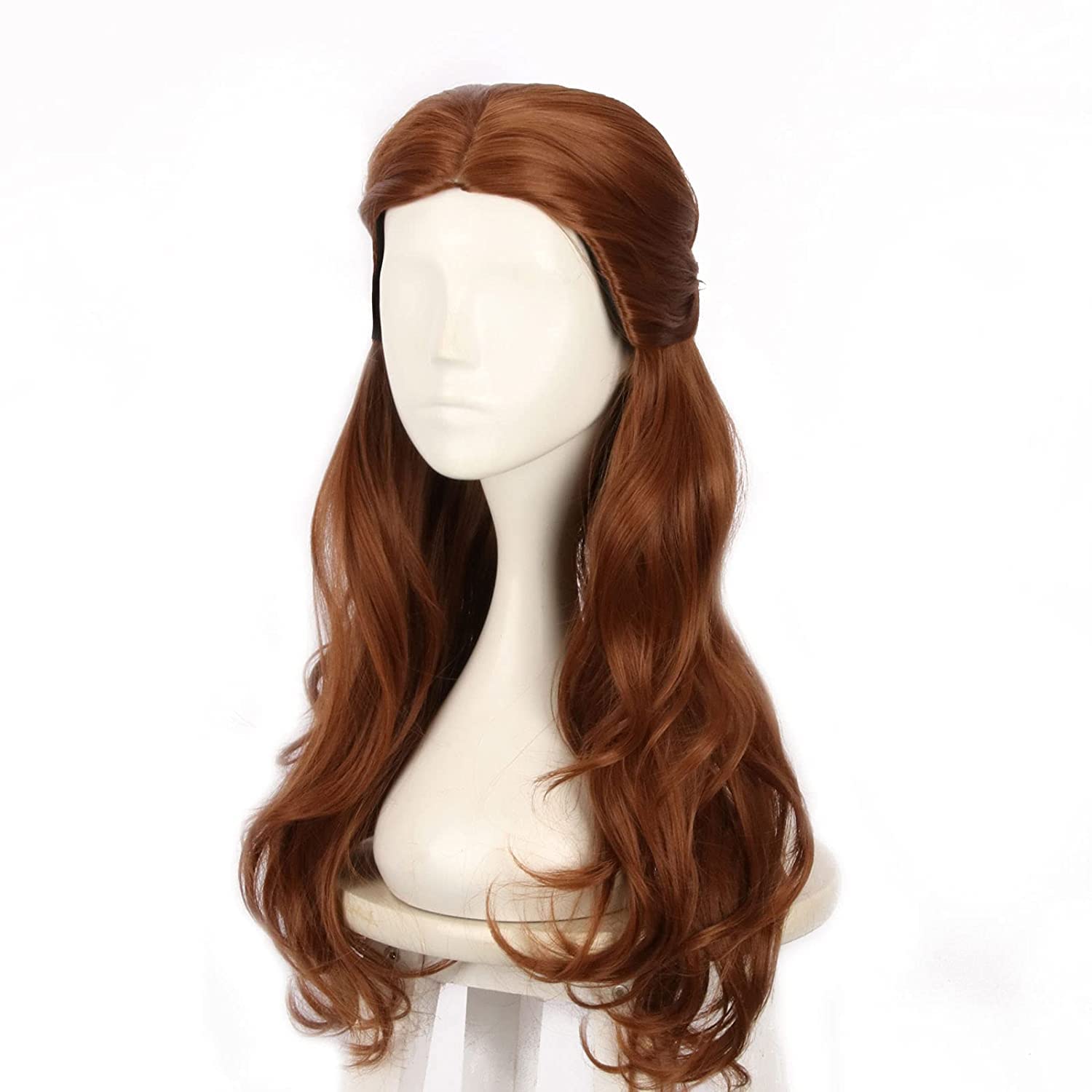 Brown Wig with Bun Long Wavy Cosplay Wig for Women Princess Costume Halloween image 3