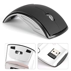 Qiilu Folding Mouse ZD-01 2 4G Foldable Ergonomic Arc Mouse Black with USB Receiver for Notebook