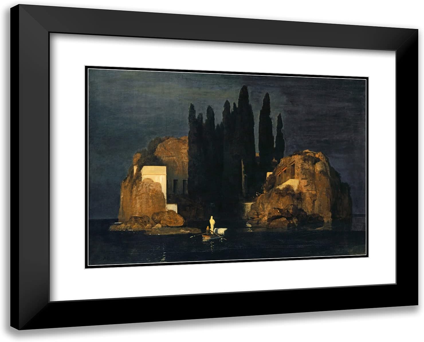 ArtDirect Bocklin, Arnold 24x19 Black Modern Framed Art Print Titled: Island of the Dead
