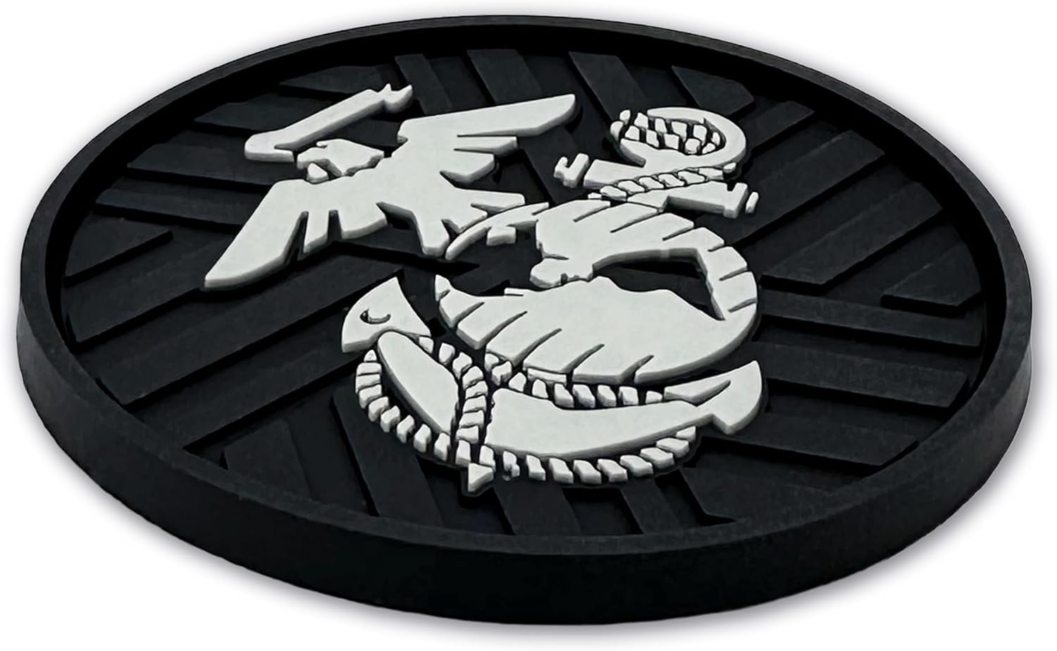 Officially Licensed US Marine Corps Insignia Textured 3D Automotive Religious Silicone Coasters (2.75" Diameter) | Universal Fit for All Cars, Trucks, SUVs & More | Non-Slip Durable | Set of 2