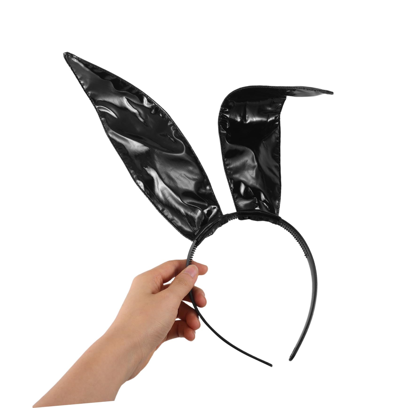 Beaupretty 8 Pièces Bandeaux Oreilles de Lapin Cuir Synthétique Noir Accessoires de Fête Halloween et pour Femmes Bandeaux Cosplay et Photographie
