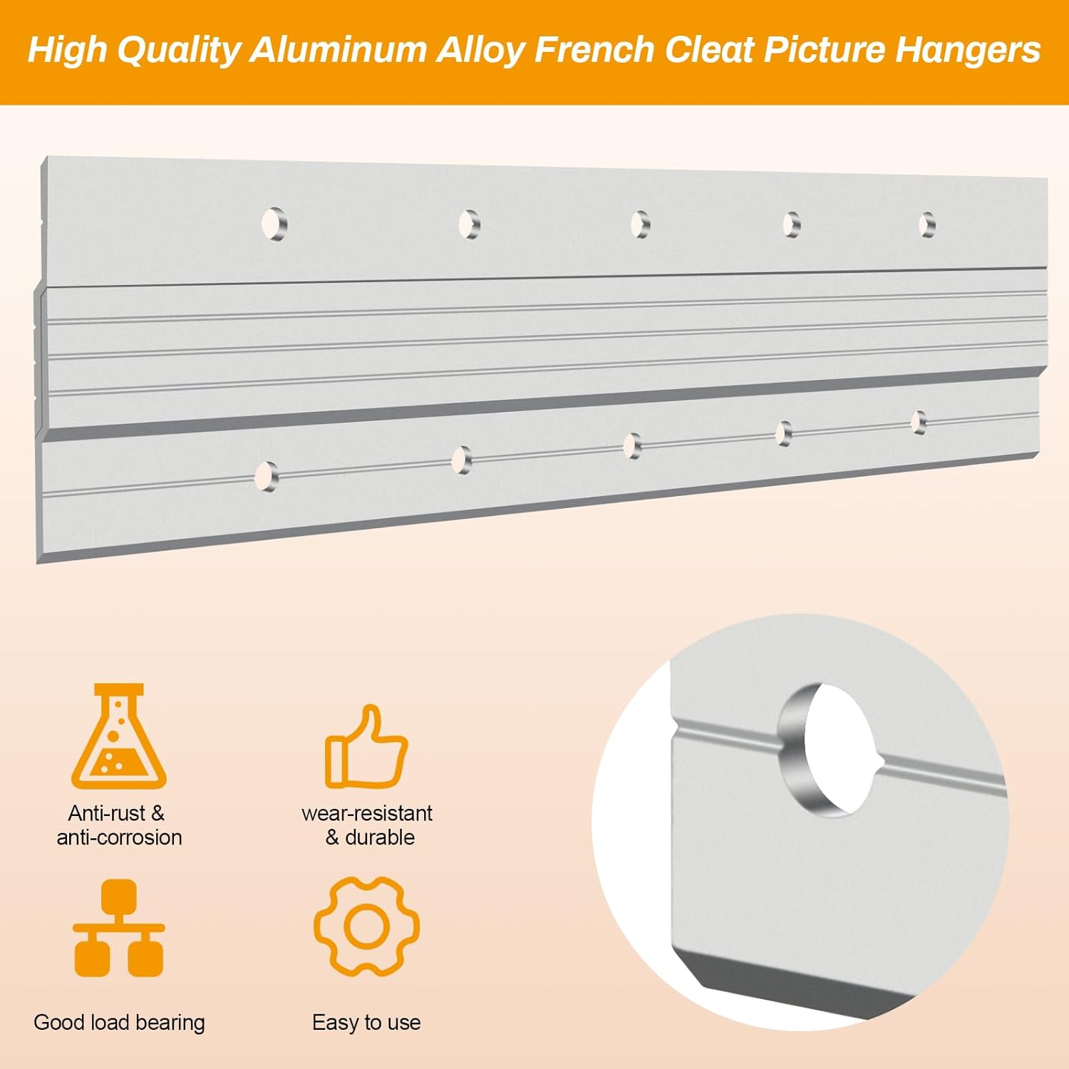 4 Pairs French Cleat Picture Hanger, Luxiv Metal Mounting Bracket for Photo Frames Aluminum Z Hanger, Wall Mount Mirror Bracket Z Bar Hanging Picture Ledges with Screws, Level Tool (12 inches)