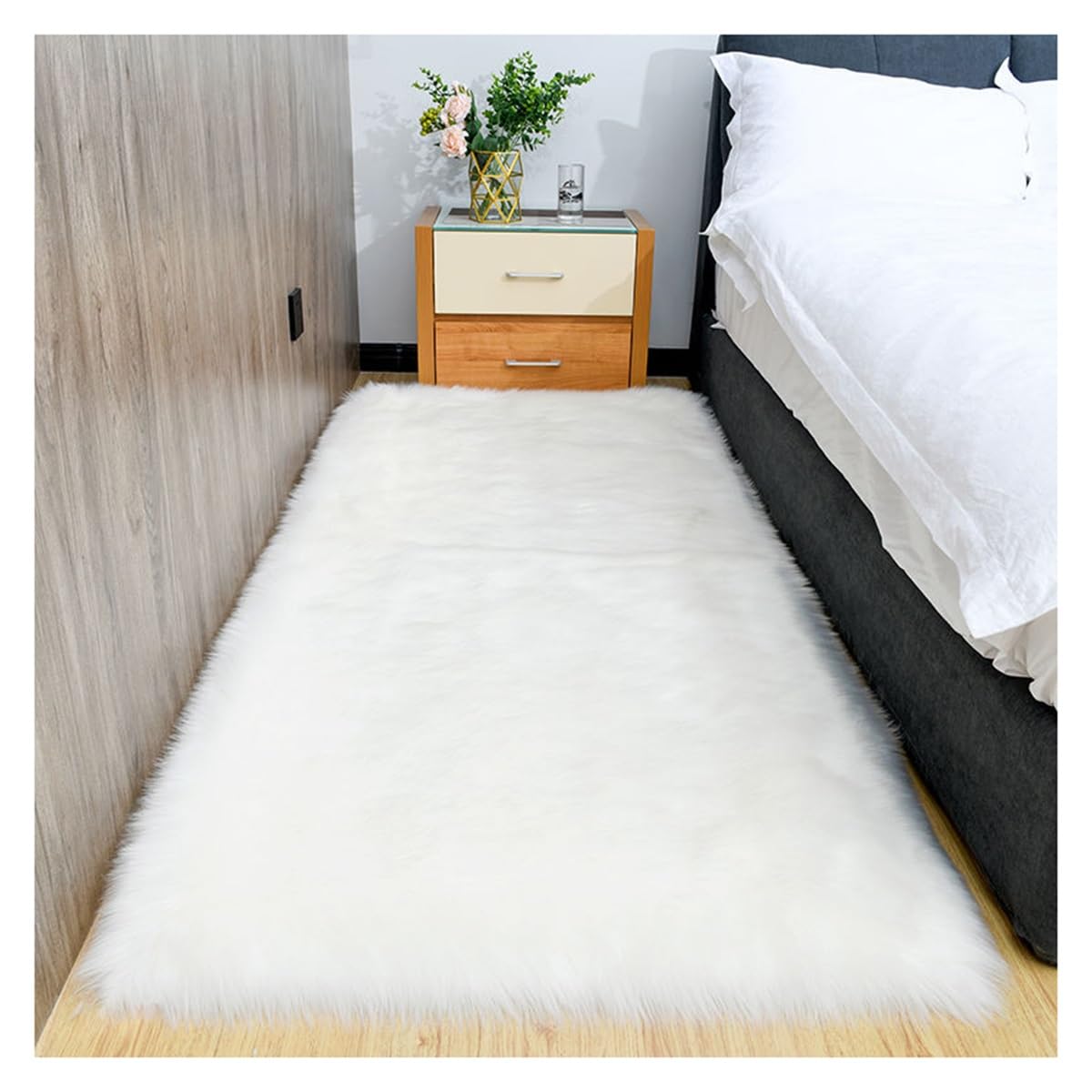 Tapis en peluche grand tapis de salon doux et épais couleur blanc