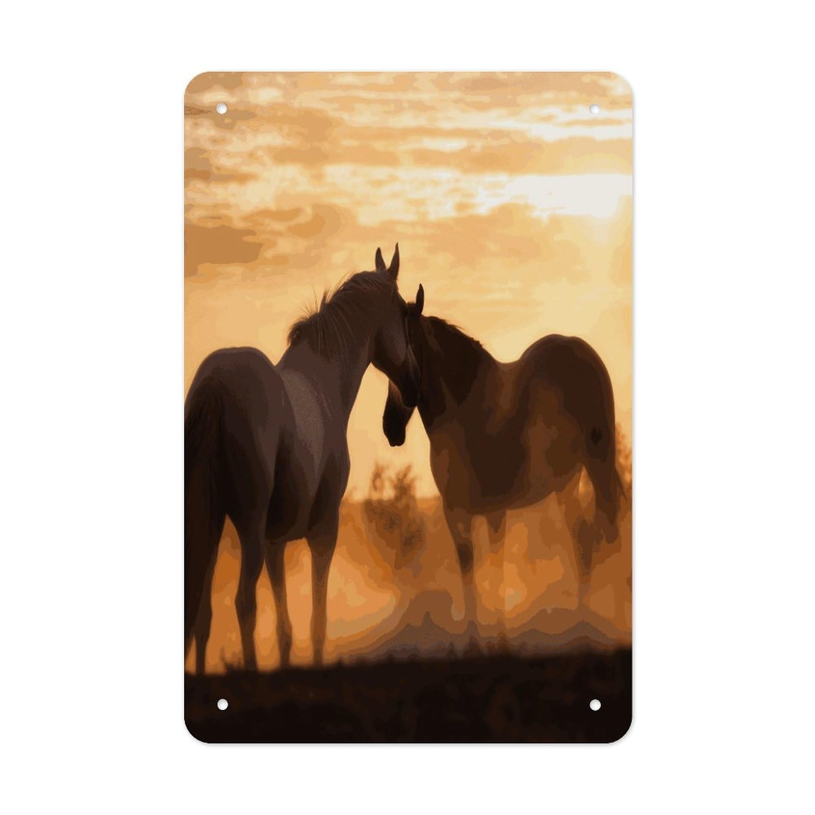 Horses in Love Metal Tin Sign Wall Decor Hanging Plaque