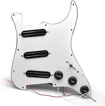 Electric Guitar Prewired Pickguard Suitable For ST Electric Guitar SSS Pickup Panel Assembly Small Double Track Pickup 500kBlack