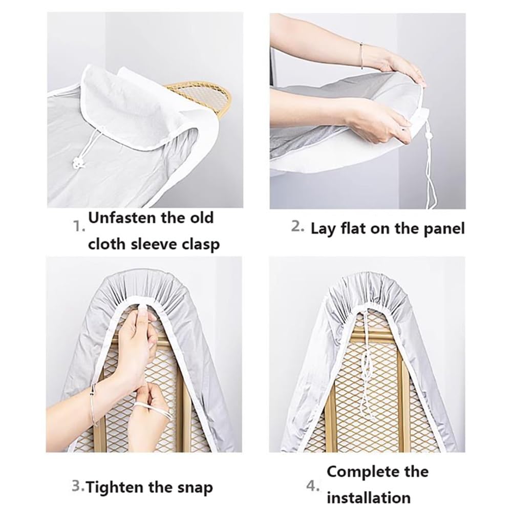 Funda para Tabla de Planchar de 15 x 45 Pulgadas, de algodón Resistente al Calor, de Repuesto, Almohadilla Ajustable, Funda y Almohadilla para Tabla de Planchar (Color: Gris, tamañ