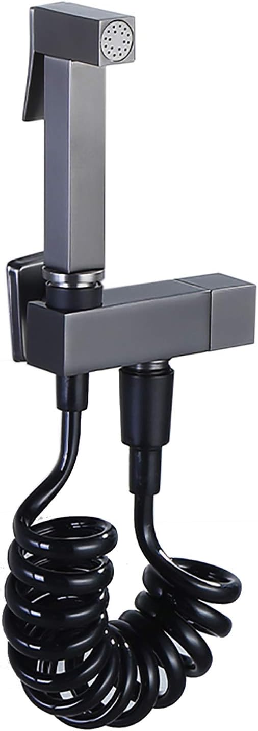 Handheld Bidet Sprayer for Toilet, Brass Wall Mounted Bathroom Cloth Diaper Sprayer Set Brushed Gray Single Cold Water Toilet Bidet Sprayer Kit for Personal Hygiene,PVC Hose(PVC Hose)