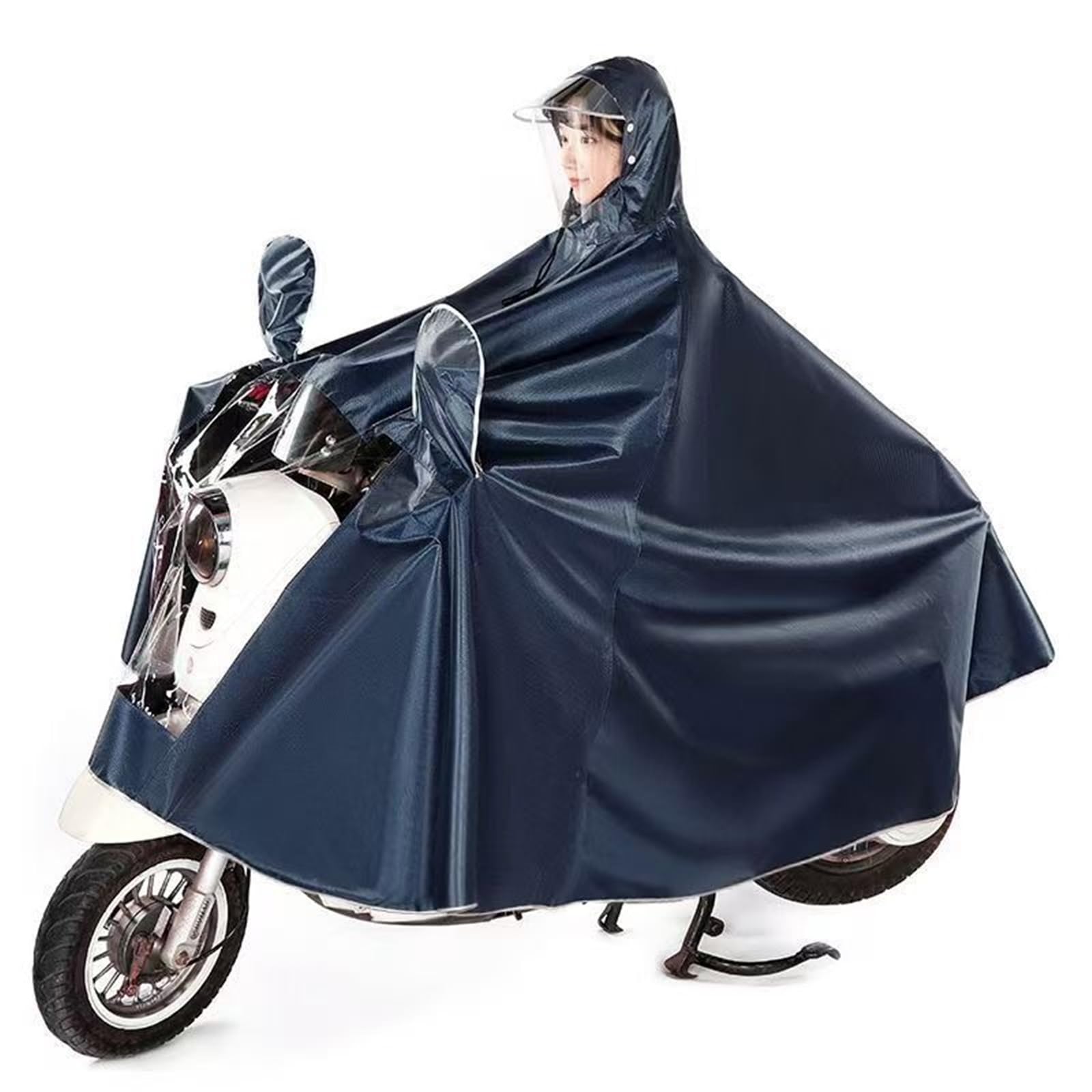 Peleryna przeciwdeszczowa na skuter mobilny Ponczo przeciwdeszczowe do skutera elektrycznego, wielokolorowe 4XL 5XL(Navy Blue,5XL)
