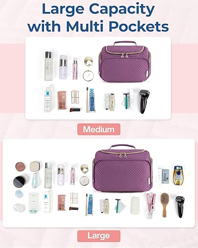Miniatura 4 de BAGSMART Neceser de viaje, bolsa de viaje grande de apertura amplia para artículos de tocador, bolsa de viaje para cosméticos de maquillaje con asa,