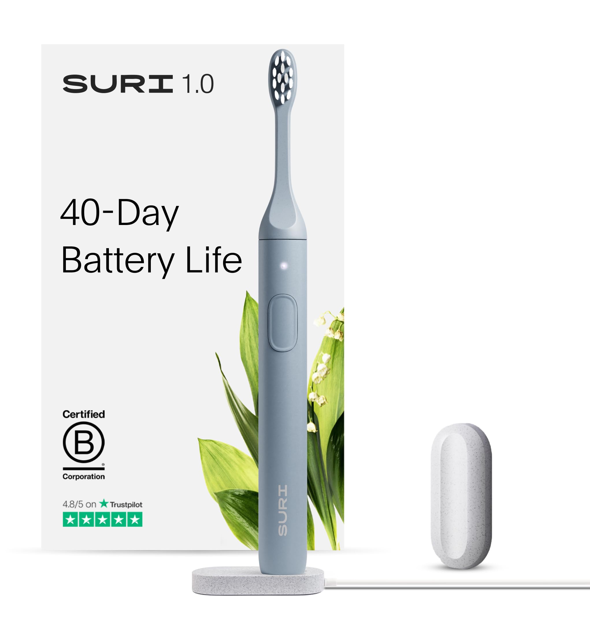 SURI 1.0 Sonic Electric Toothbrush | 1 Month+ Battery | UK’s No.1 Rated | Electric Toothbrush Adults | Travel Tooth Brush | Sonic Toothbrushes | Blue