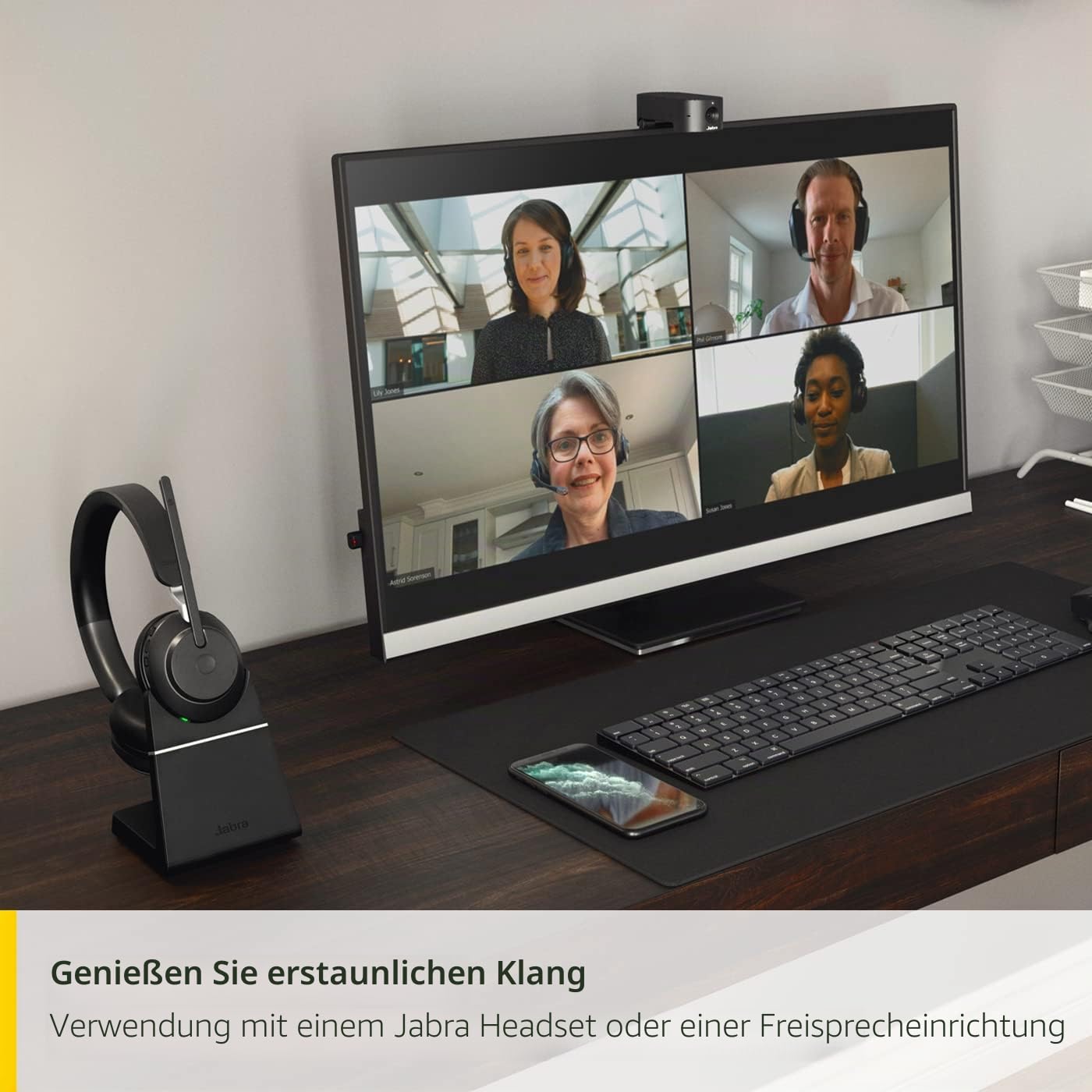 Jabra PanaCast 20 4K- Videokonferenzkamera - Flexible persönliche Plug-and-Play-Video-Webcam mit KI-gestütztem 4K-Ultra-HD, intelligentem Zoom und Beleuchtungsoptimierung