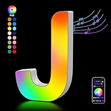 Luminous Letters Alphabet, RGB LED Letter Lamp, App Controllo Lights Letter Deco USB Operator for Birthday, Party, Wedding, Holiday, Home, Bar, Getting Married – J