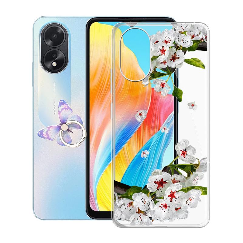 HGJTFANY Cover per Oppo A38 (6.56) con 2 Pezzi Vetro Temperato Pellicola, Ultra Sottile Anti-Giallo Morbida TPU Silicone Anti Graffio Custodia per Oppo A38 - Palloncino rosa