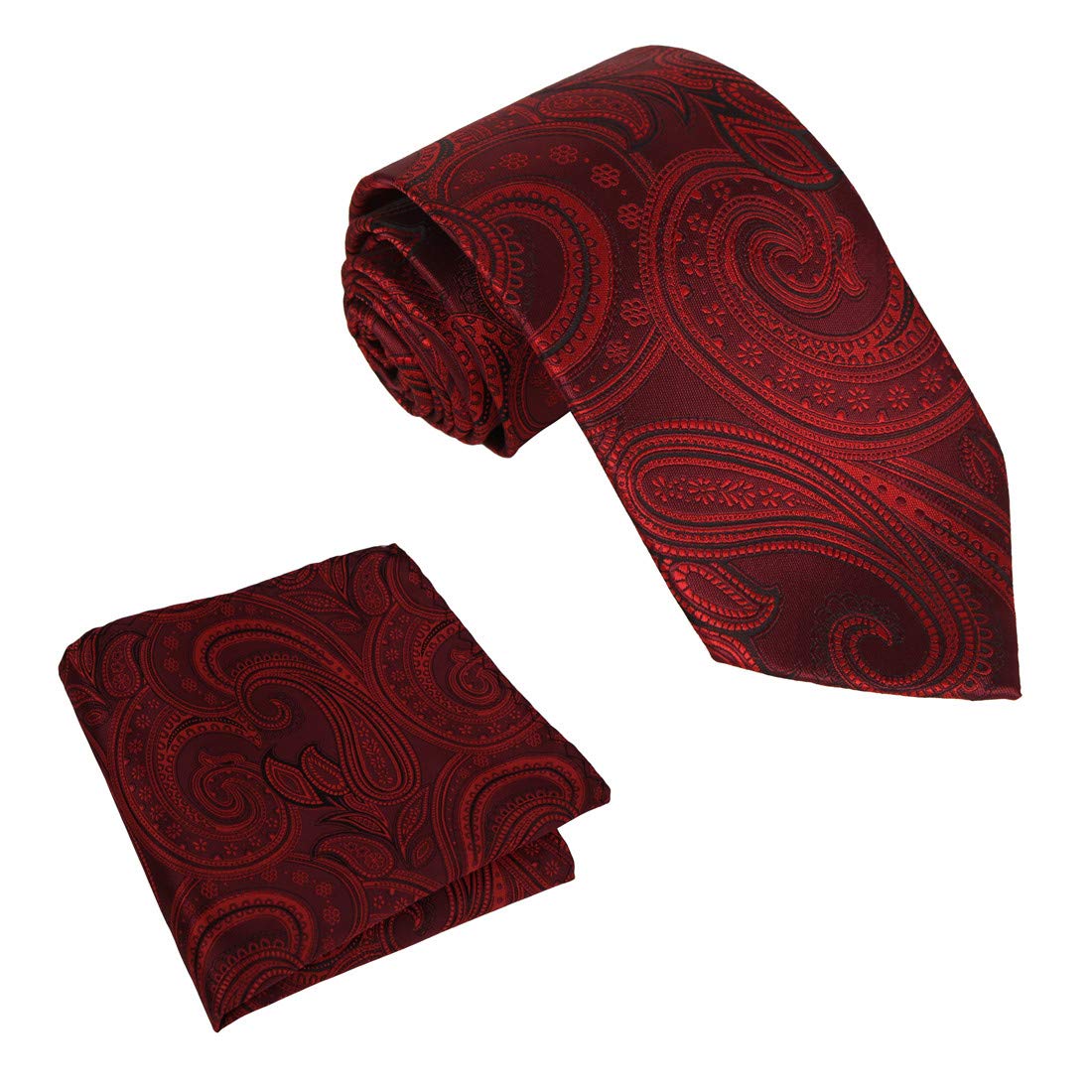 Epoint Men's Fashion Paisley Neck Tie Set Classic Silk with Box Set, Same Fabric Hanky Avaliable
