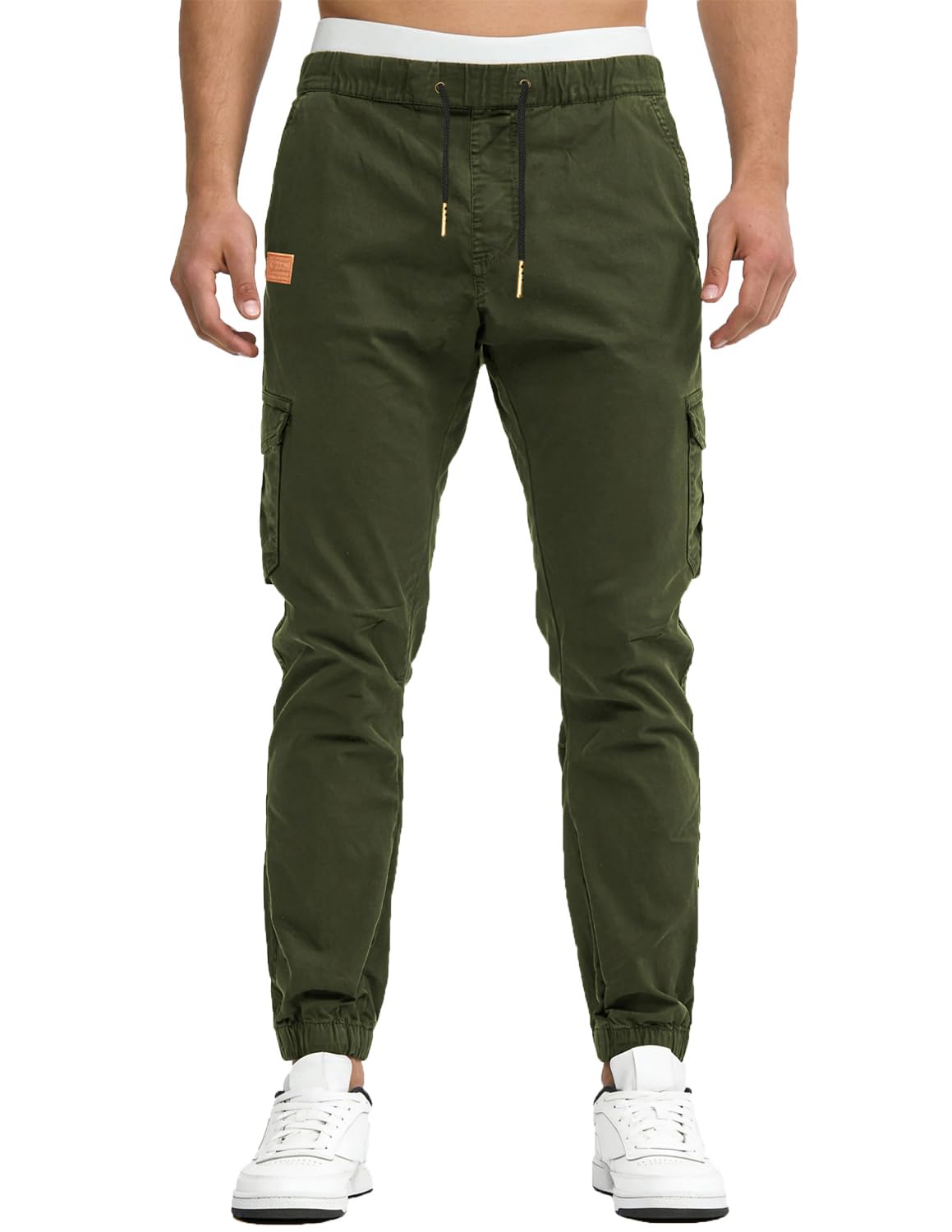 VMSUCIJ Pantaloni Cargo Uomo in Cotone Leggero con Coulisse e Tasche Laterali Pantaloni Casual Jogger Slim Fit per Tutte Le Stagioni