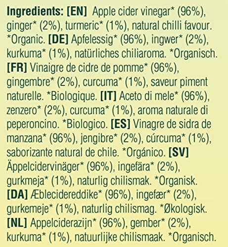 Eat Wholesome Food Co.Eat Wholesome Bio-Ingwer, Kurkuma und Chili Roh Apfelessig mit der Essigmutter, 1L