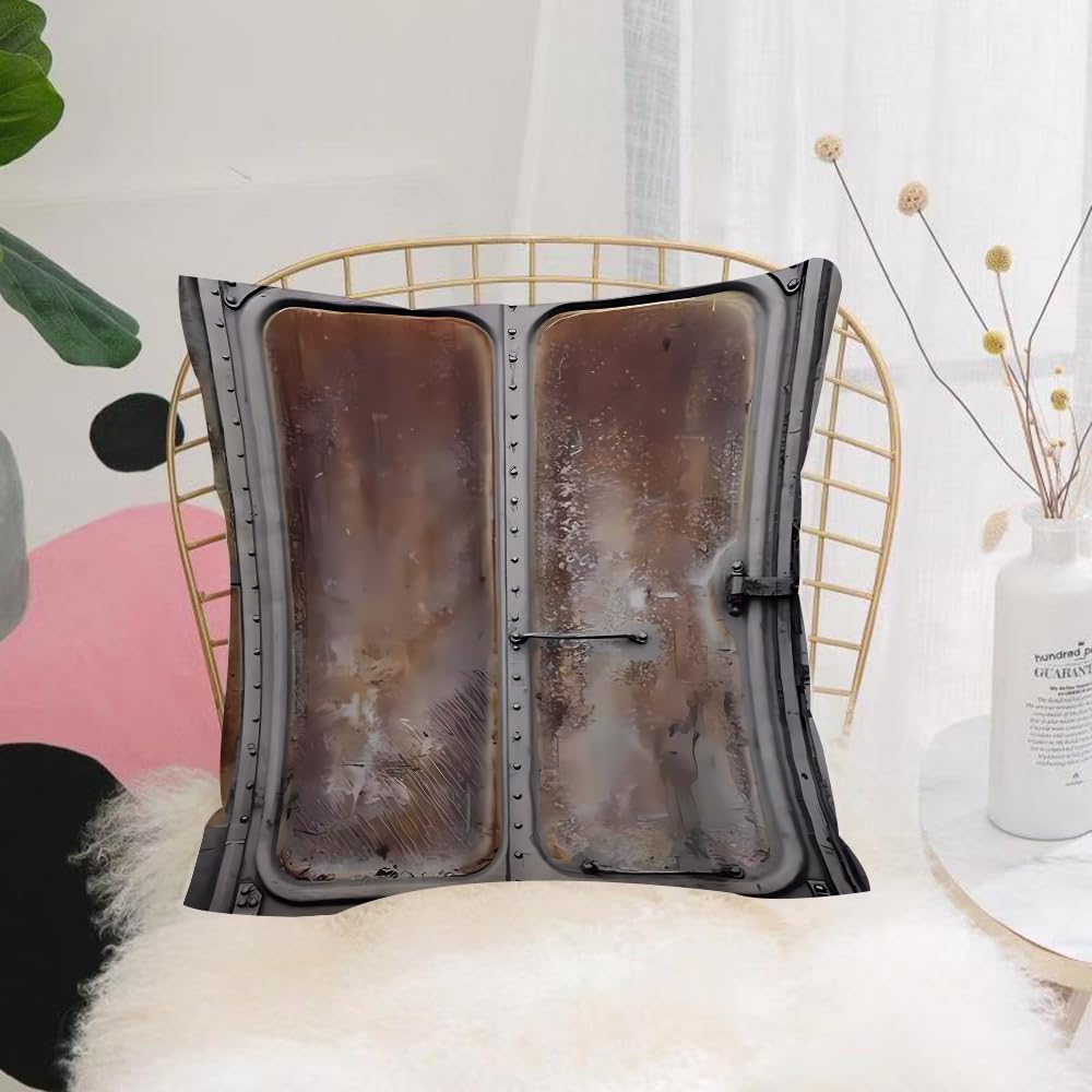 Hyosxw Retro Mechanical Style Metal Rusty Industria - A9 Cushion Cover,Throw Pillow Case Home Decorative For Living Room Bedroom Sofa Chair 18X18 Inch,Retro Mechanical Style Metal Rusty Industrial Hatch,Pillowcase 45X45cm