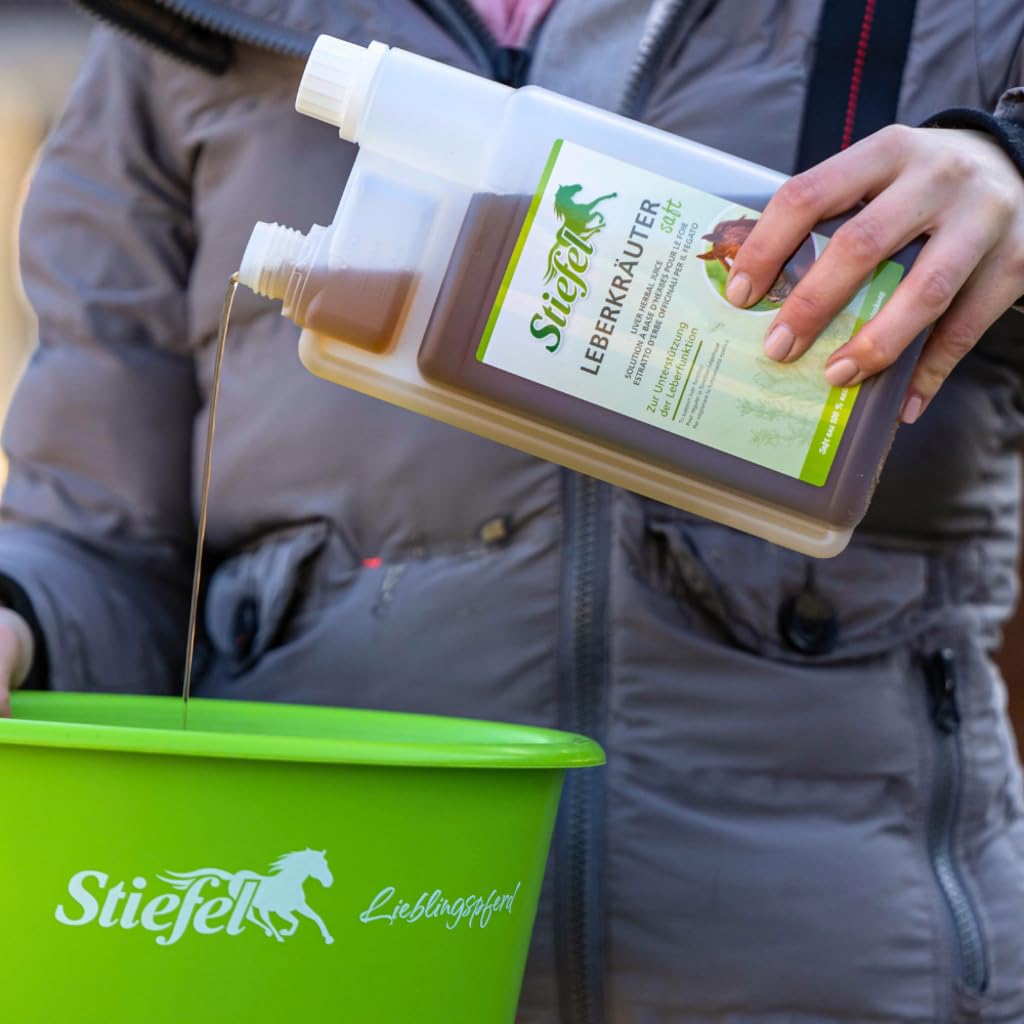 Stiefel Succo di erbe epatiche | Confezione doppia | 2 x 1 l | Mangime liquido complementare per cavalli | Per sostenere la funzionalità epatica e la rigenerazione delle cellule epatiche