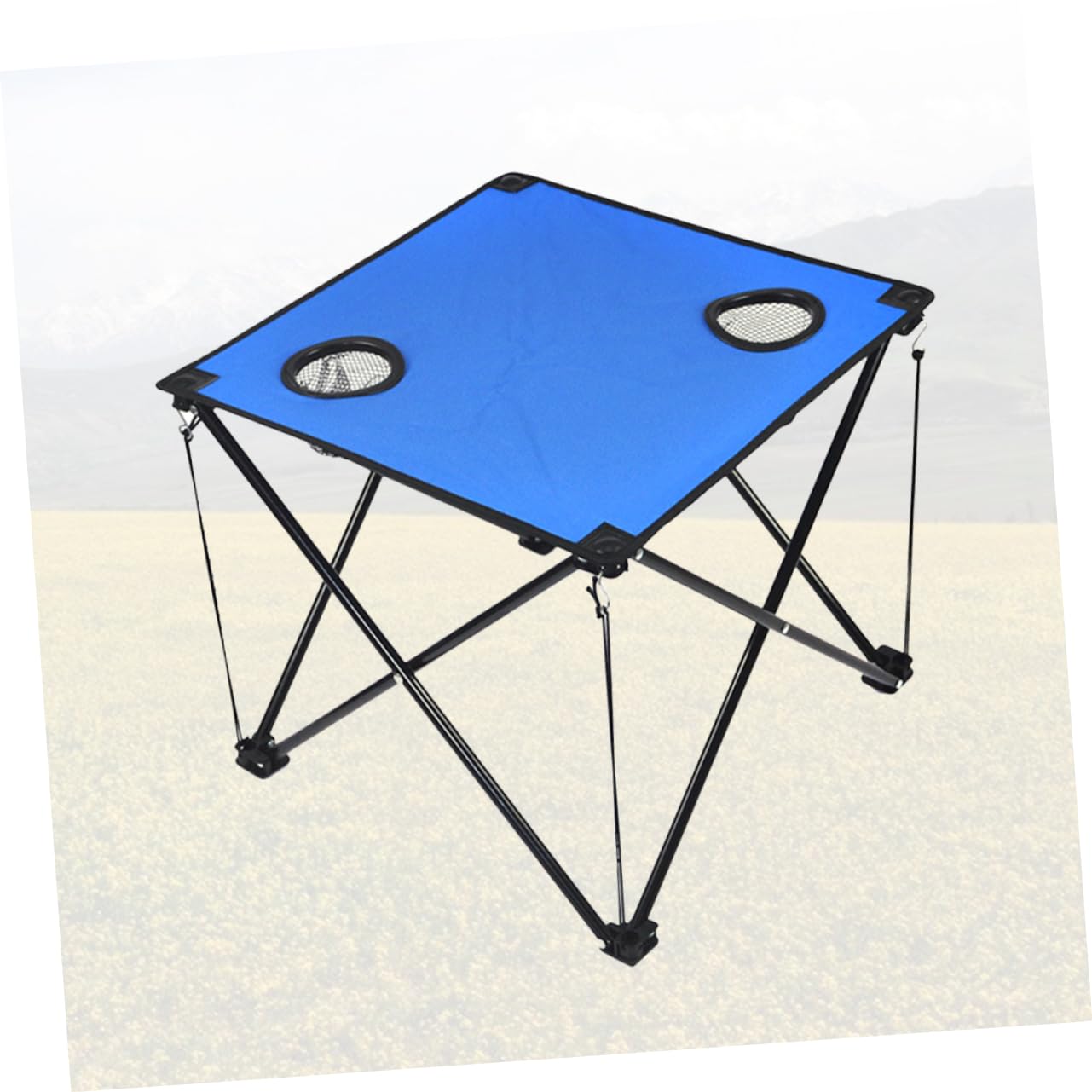 BESPORTBLE Outdoor Folding Table Compact Lightweight Picnic Desk with Cup Holders Portable Travel Table for Camping Easy Setup Blue for Use