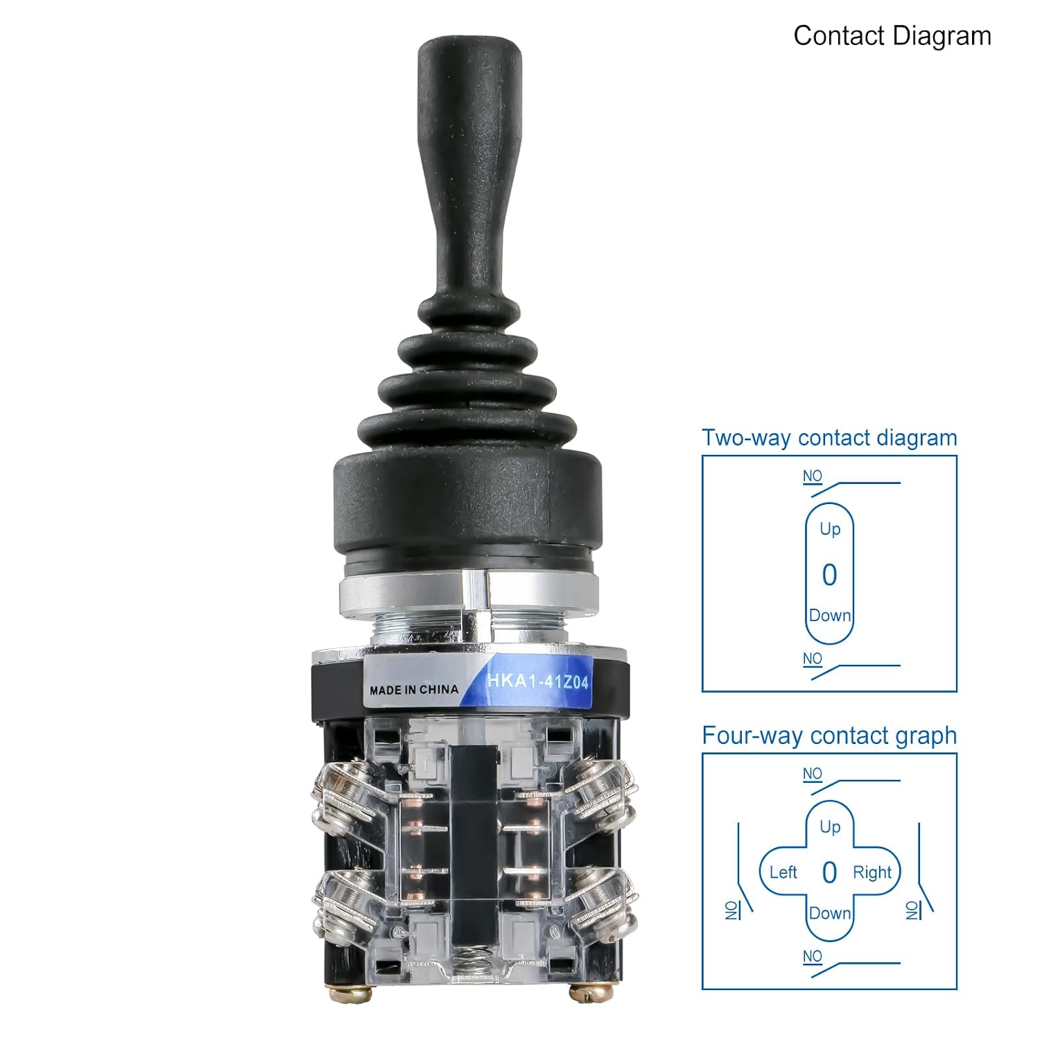BAOMAIN Joystick Monolever Switch HKA1-41Z04, Momentary 4 Position 4NO Cross Switch, AC 380V 15A with 30mm Mounting Hole