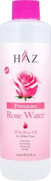 HAZ Premium Rose Water with Rose Oil 250ml Hydrating & Soothing Facial Mist & Toner Luxury Natural Toner for Glowing Skin Alcohol-Free, Refreshing, Best Rosa Damascena Water for All Skin Types