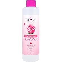 HAZ Premium Rose Water with Rose Oil 250ml Hydrating & Soothing Facial Mist & Toner Luxury Natural Toner for Glowing Skin Alcohol-Free, Refreshing, Best Rosa Damascena Water for All Skin Types