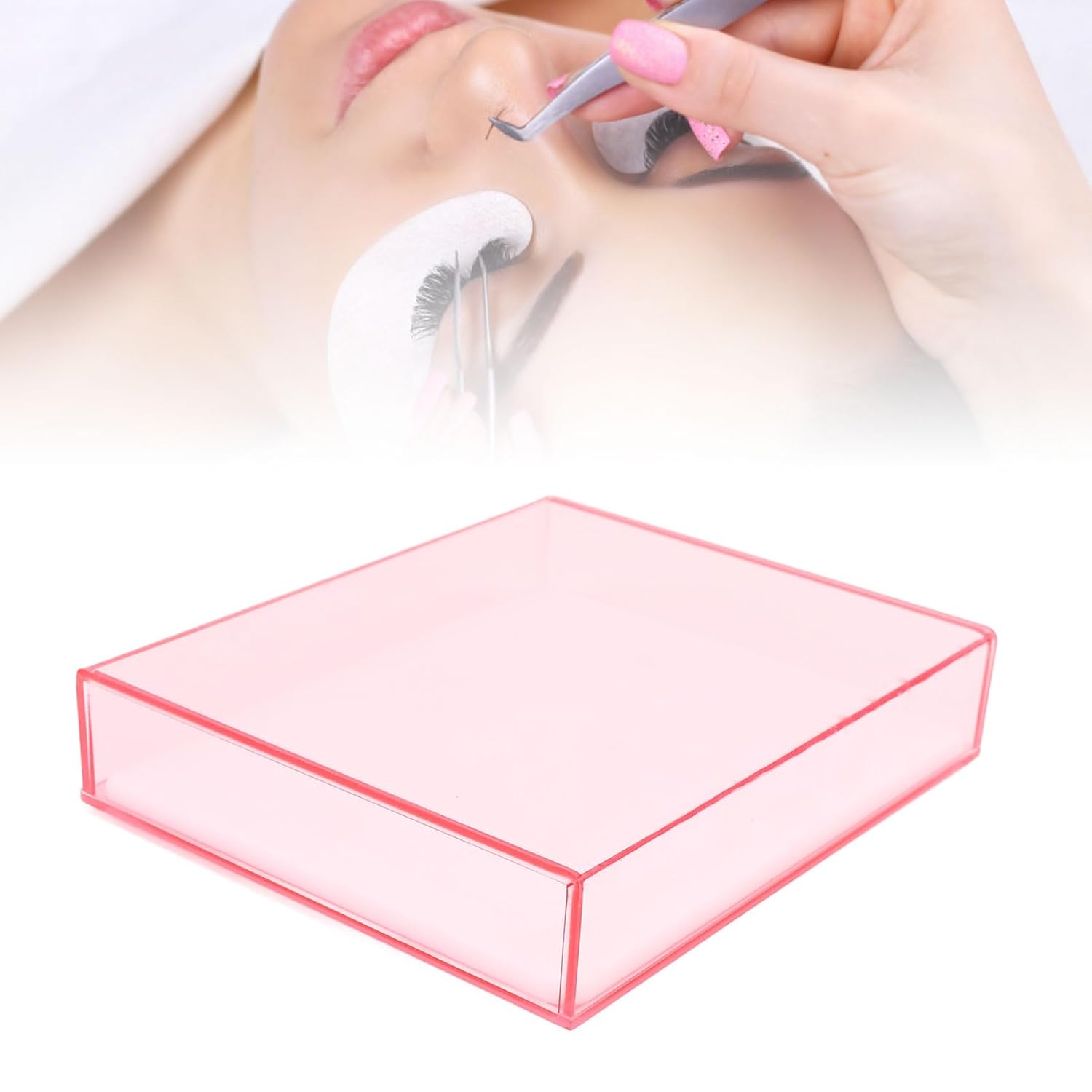 Acrylic Eyelash Extension Pallet, Eyelash Grafting Pallet False Eyelash Storage Box Thickened Acrylic Grafting Lash Pallet with Cover Lash Extension Organizer
